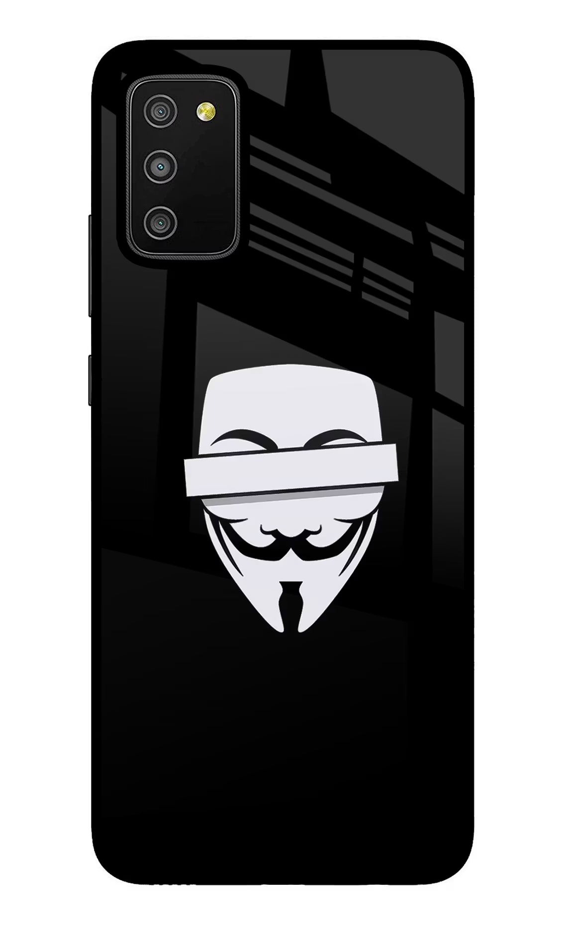 Anonymous Face Samsung M02s Glass Case