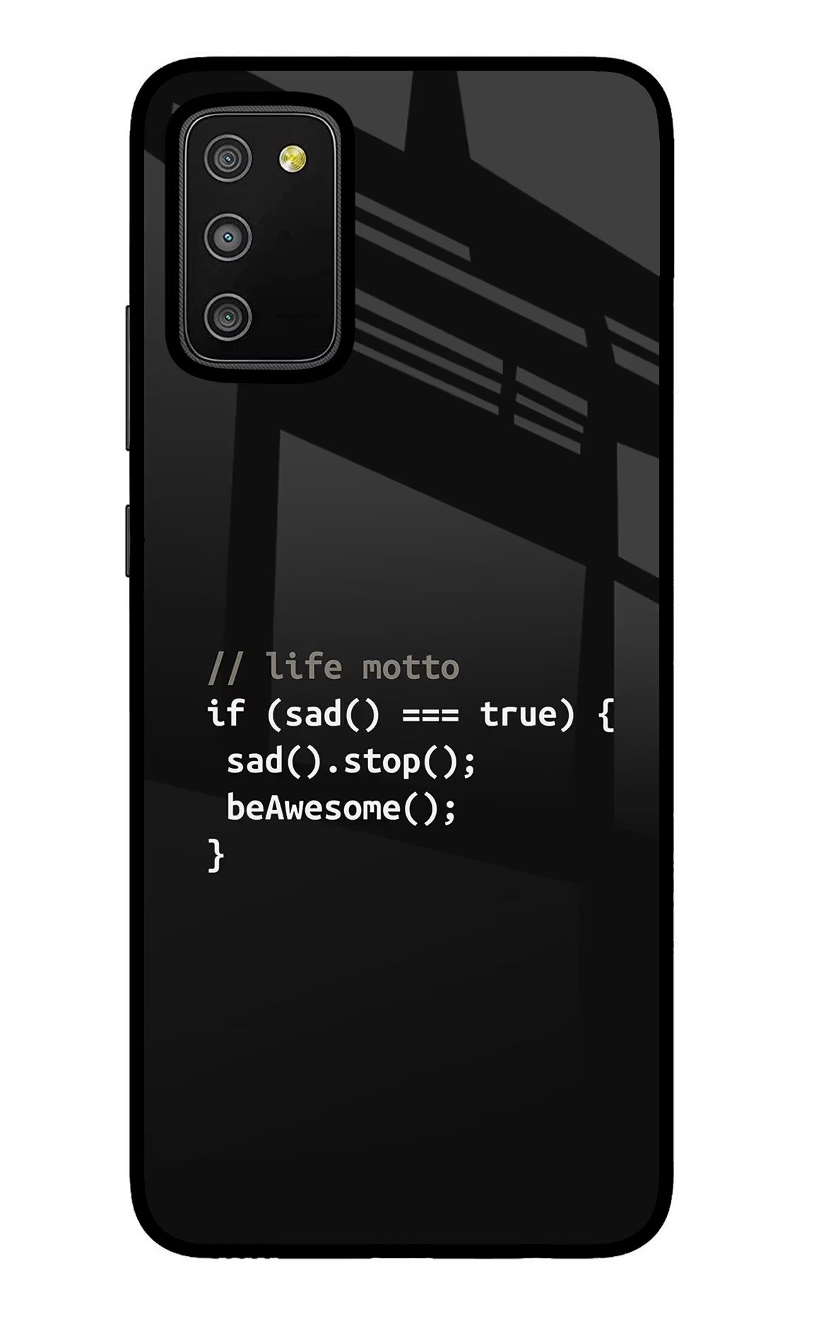 Life Motto Code Samsung M02s Glass Case Back Cover by Casekaro