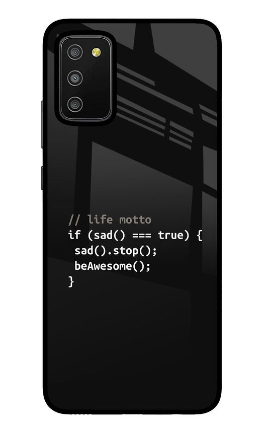 Life Motto Code Samsung M02s Glass Case