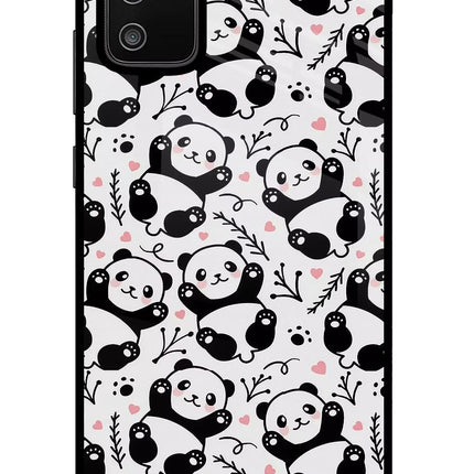 Cute Panda Samsung M02s Glass Case Back Cover by Casekaro