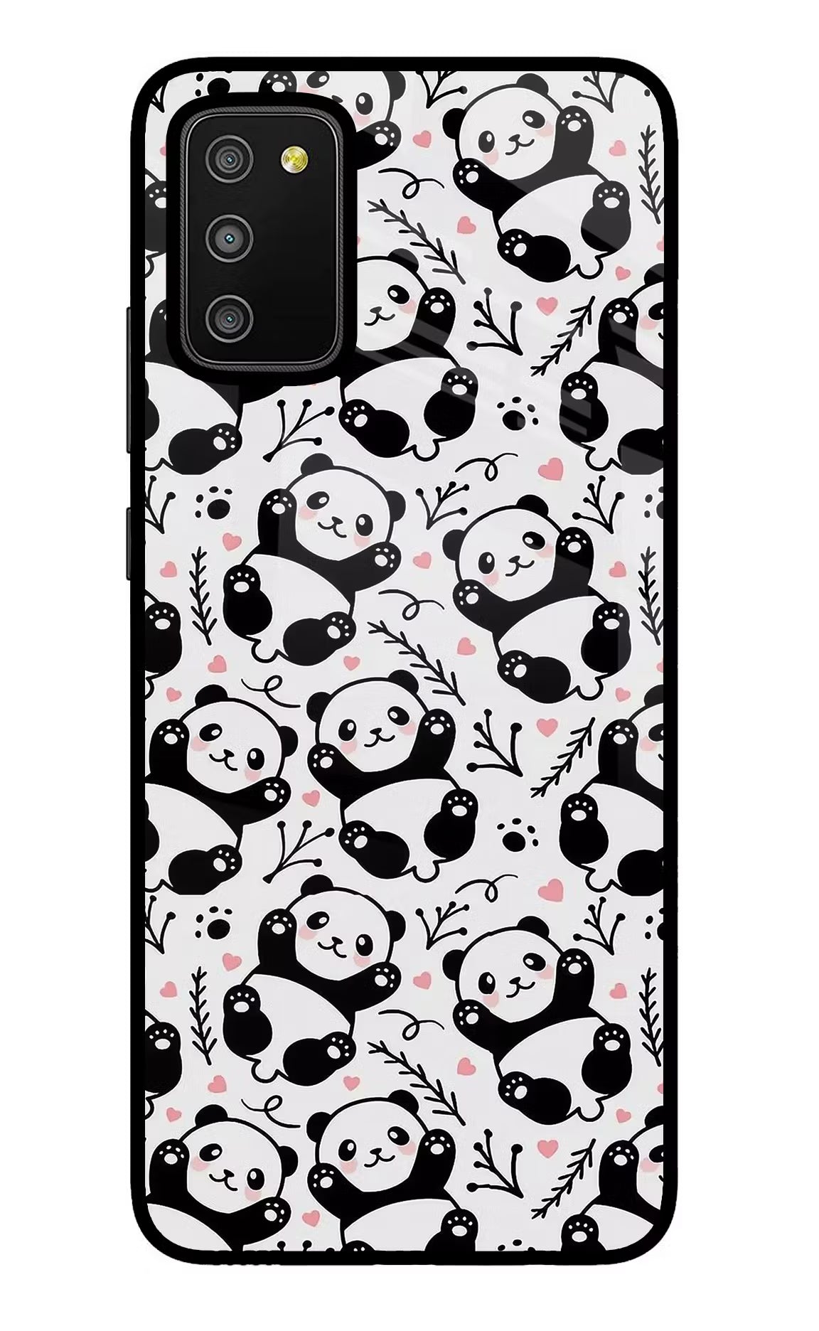 Cute Panda Samsung M02s Glass Case Back Cover by Casekaro