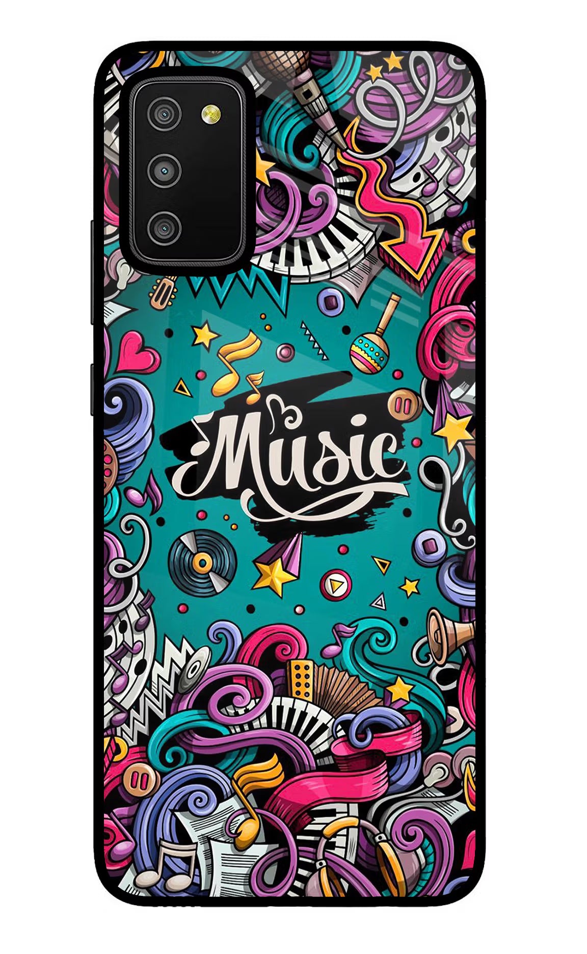 Music Graffiti Samsung M02s Glass Case Back Cover by Casekaro