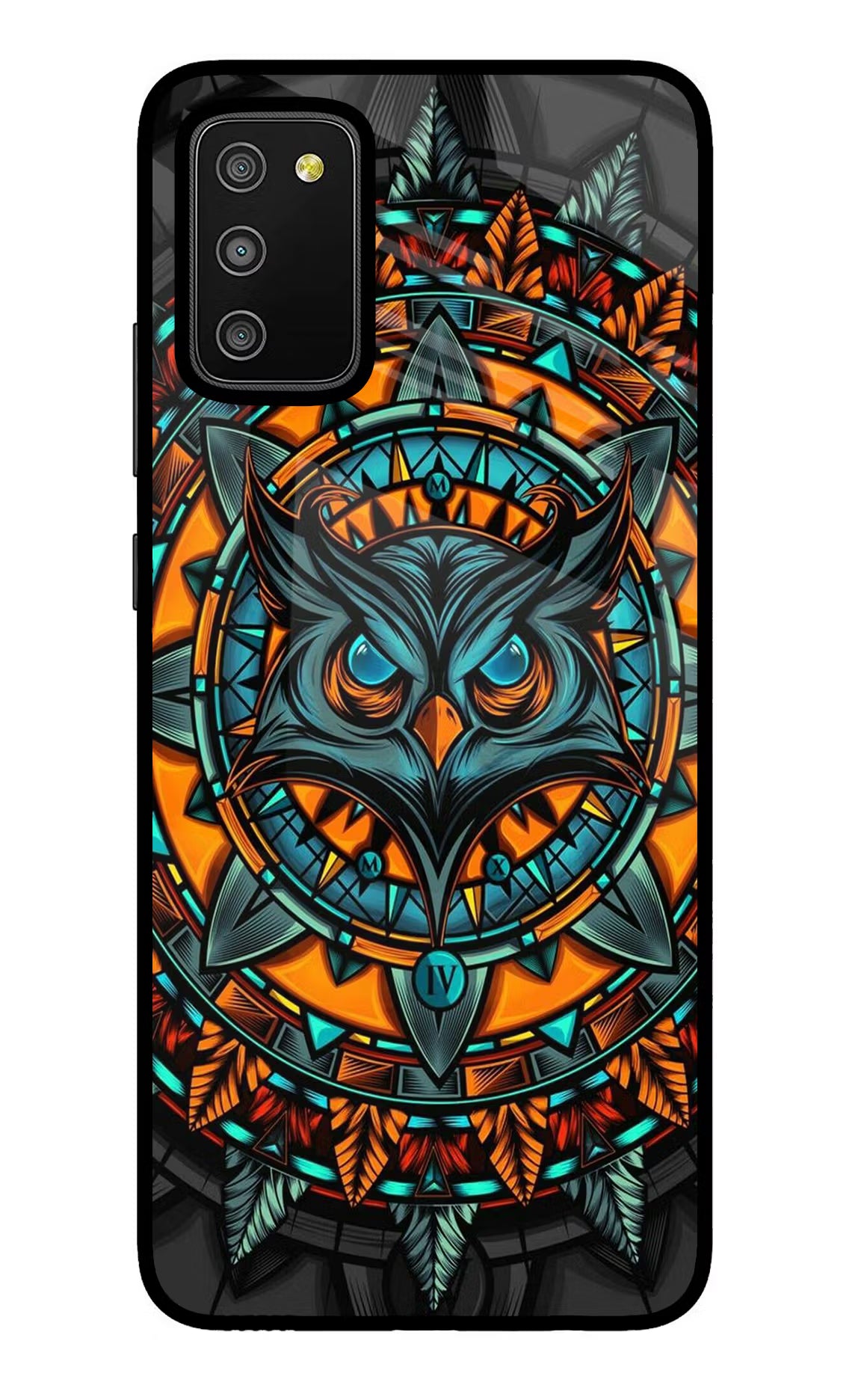 Angry Owl Art Samsung M02s Glass Case