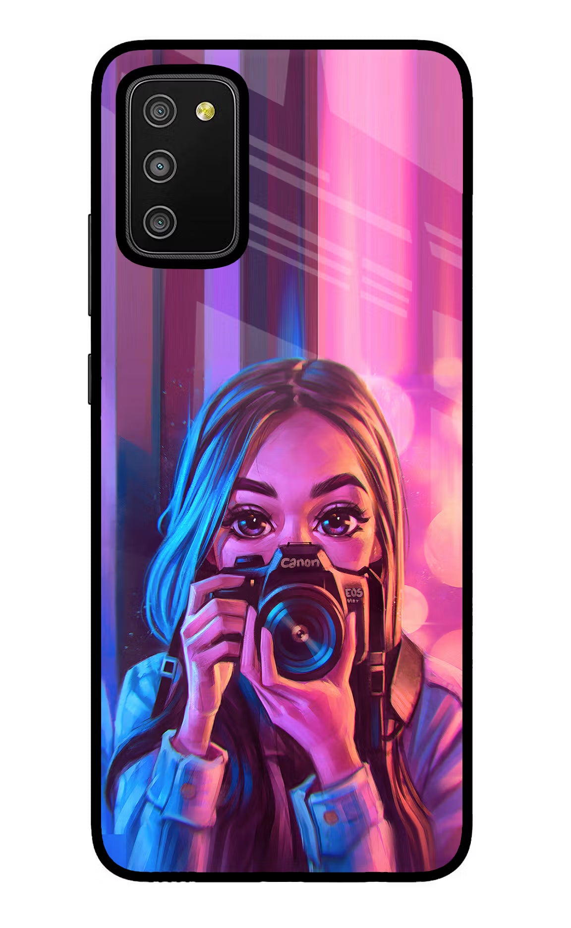 Girl Photographer Samsung M02s Glass Case Back Cover by Casekaro