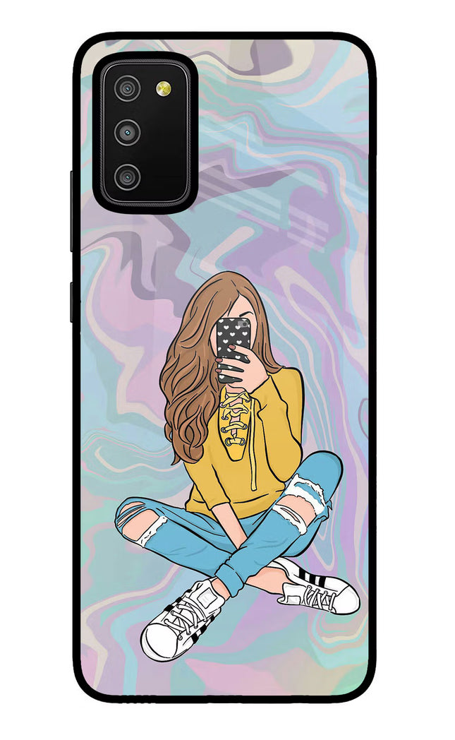 Selfie Girl Samsung M02s Glass Case Back Cover by Casekaro
