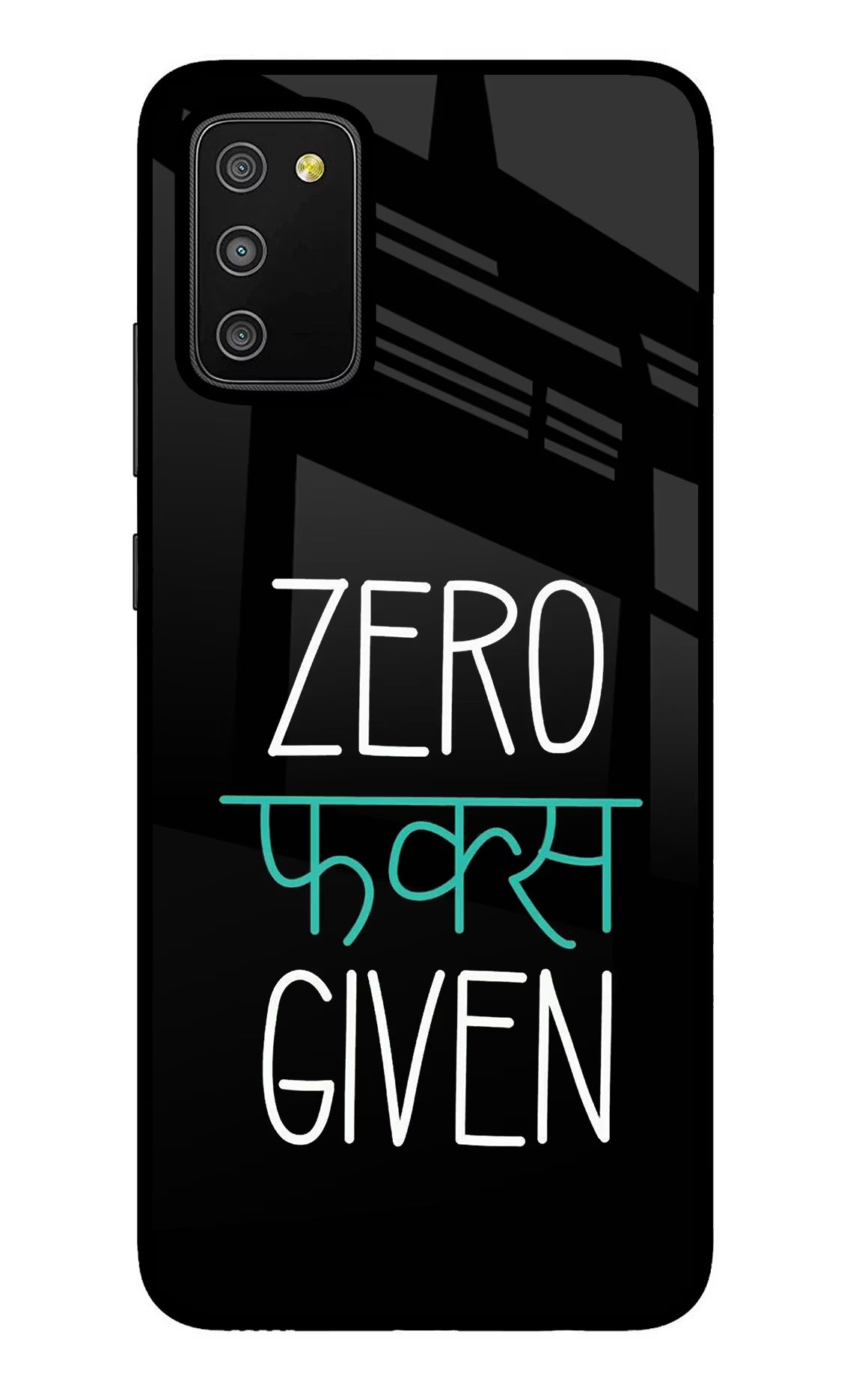 Zero Fucks Given Samsung M02s Glass Case Back Cover by Casekaro