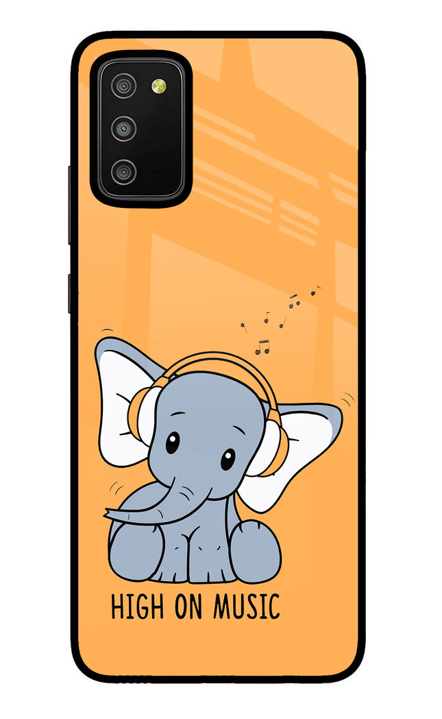 High On Music Samsung M02s Glass Case Back Cover by Casekaro