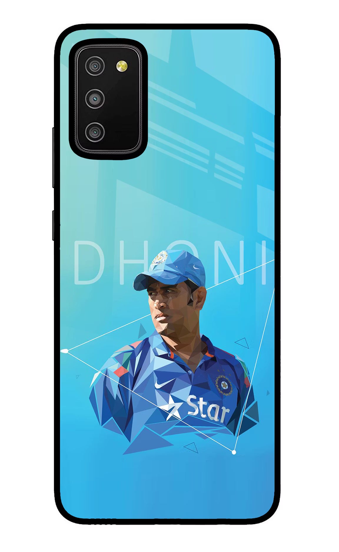 Dhoni Artwork Samsung M02s Glass Case Back Cover by Casekaro
