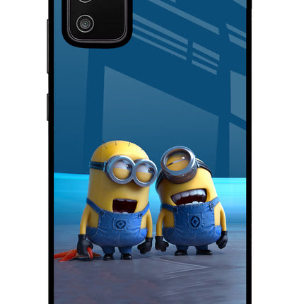 Minion Laughing Samsung M02s Glass Case Back Cover by Casekaro