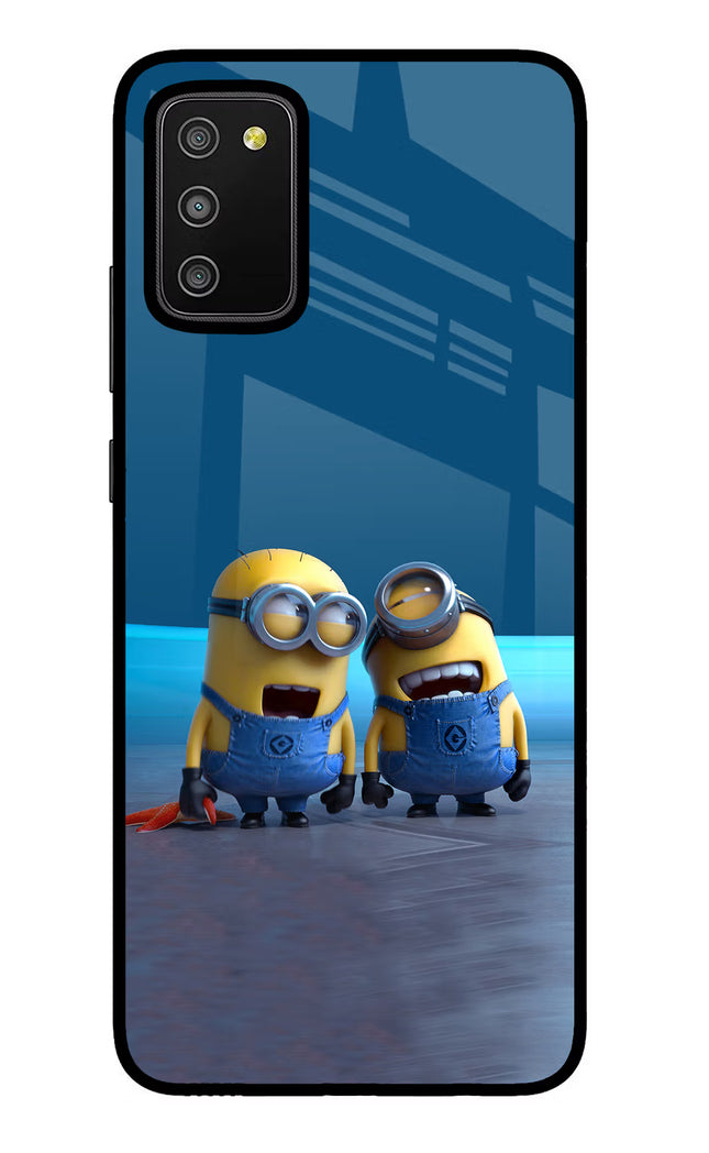 Minion Laughing Samsung M02s Glass Case Back Cover by Casekaro