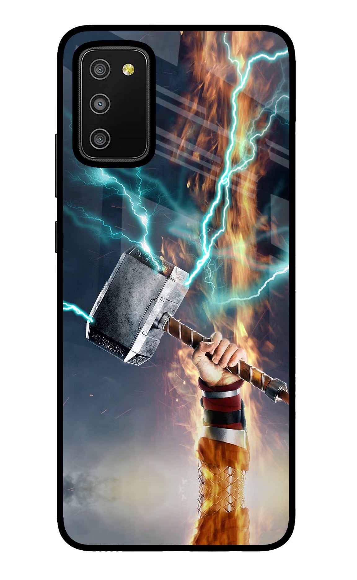 Thor Hammer Mjolnir Samsung M02s Glass Case Back Cover by Casekaro