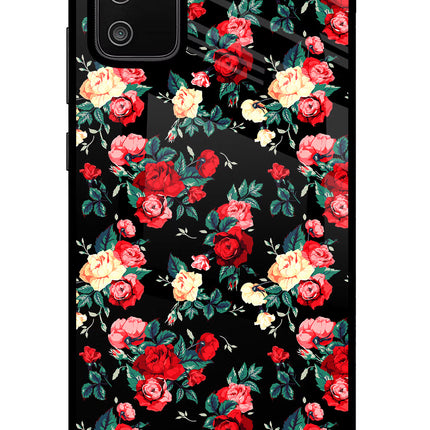 Rose Pattern Samsung M02s Glass Case Back Cover by Casekaro