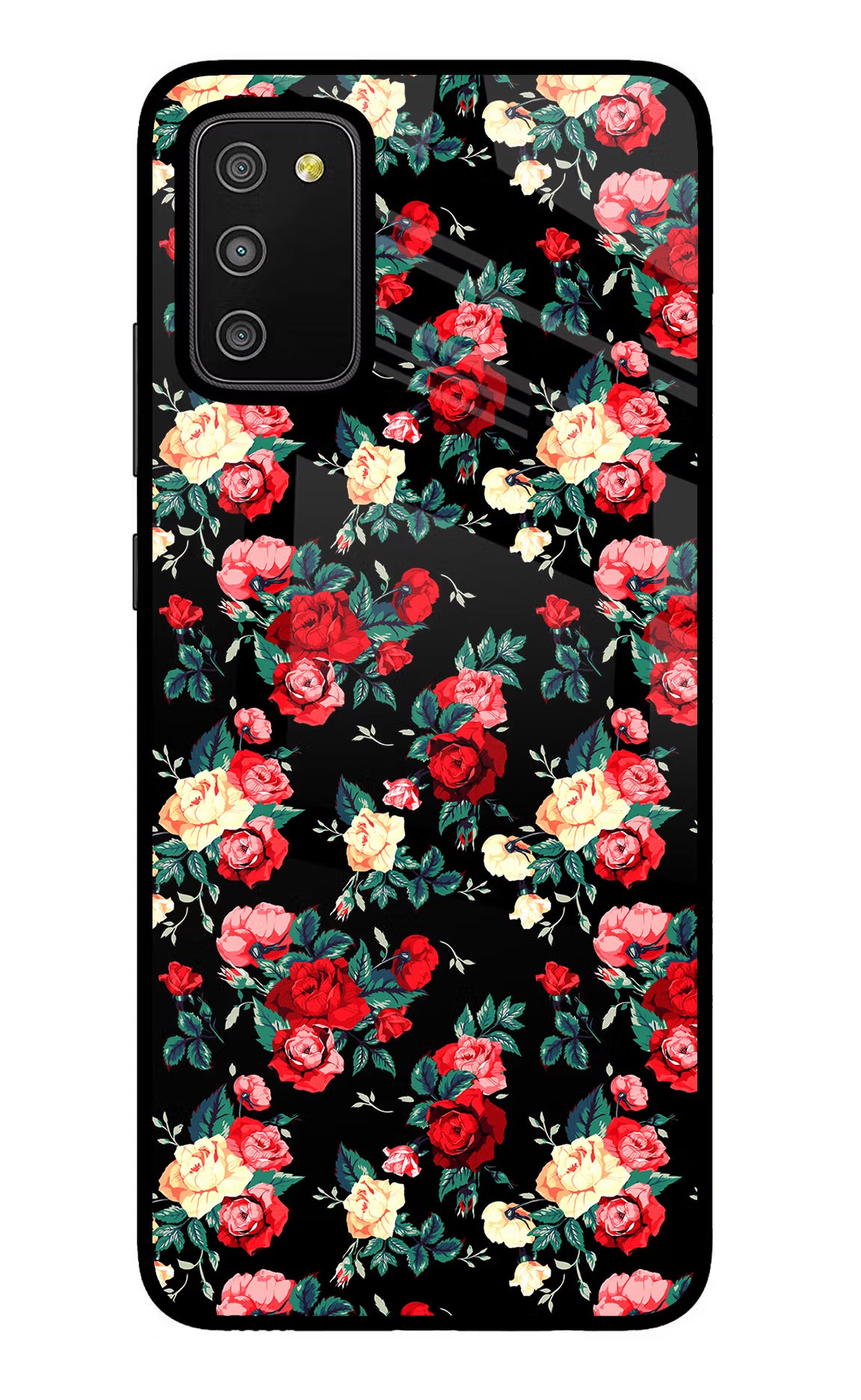 Rose Pattern Samsung M02s Glass Case