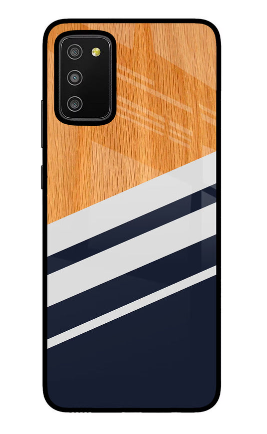 Blue and white wooden Samsung M02s Glass Case