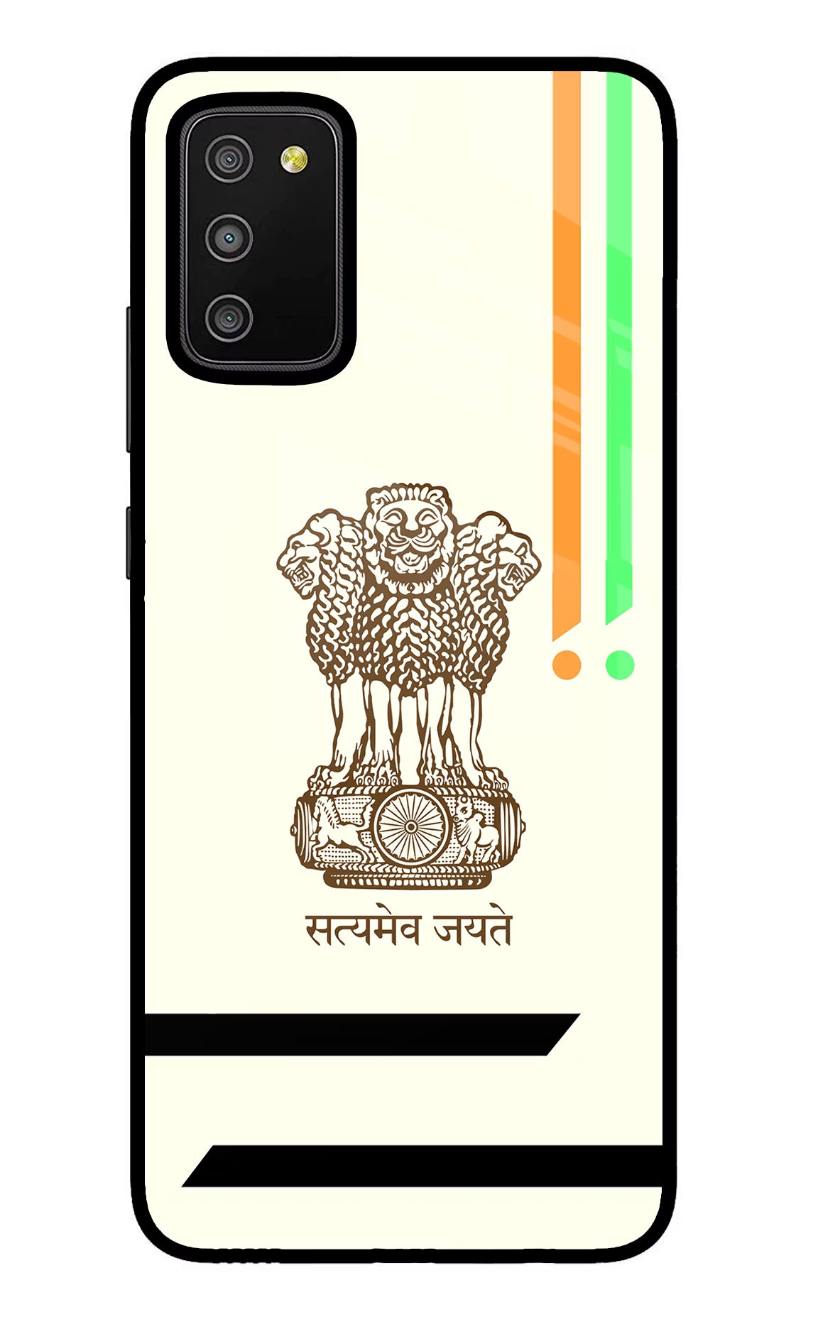 Satyamev Jayate Brown Logo Samsung M02s Glass Case Back Cover by Casekaro