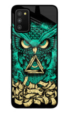 Green Owl Samsung M02s Glass Case