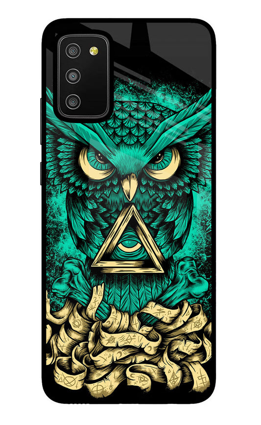 Green Owl Samsung M02s Glass Case