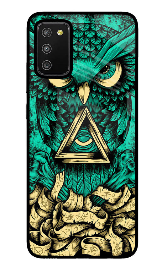 Green Owl Samsung M02s Glass Case