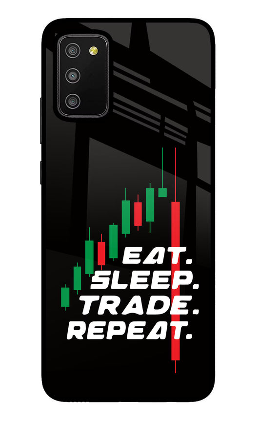 Eat Sleep Trade Repeat Samsung M02s Glass Case