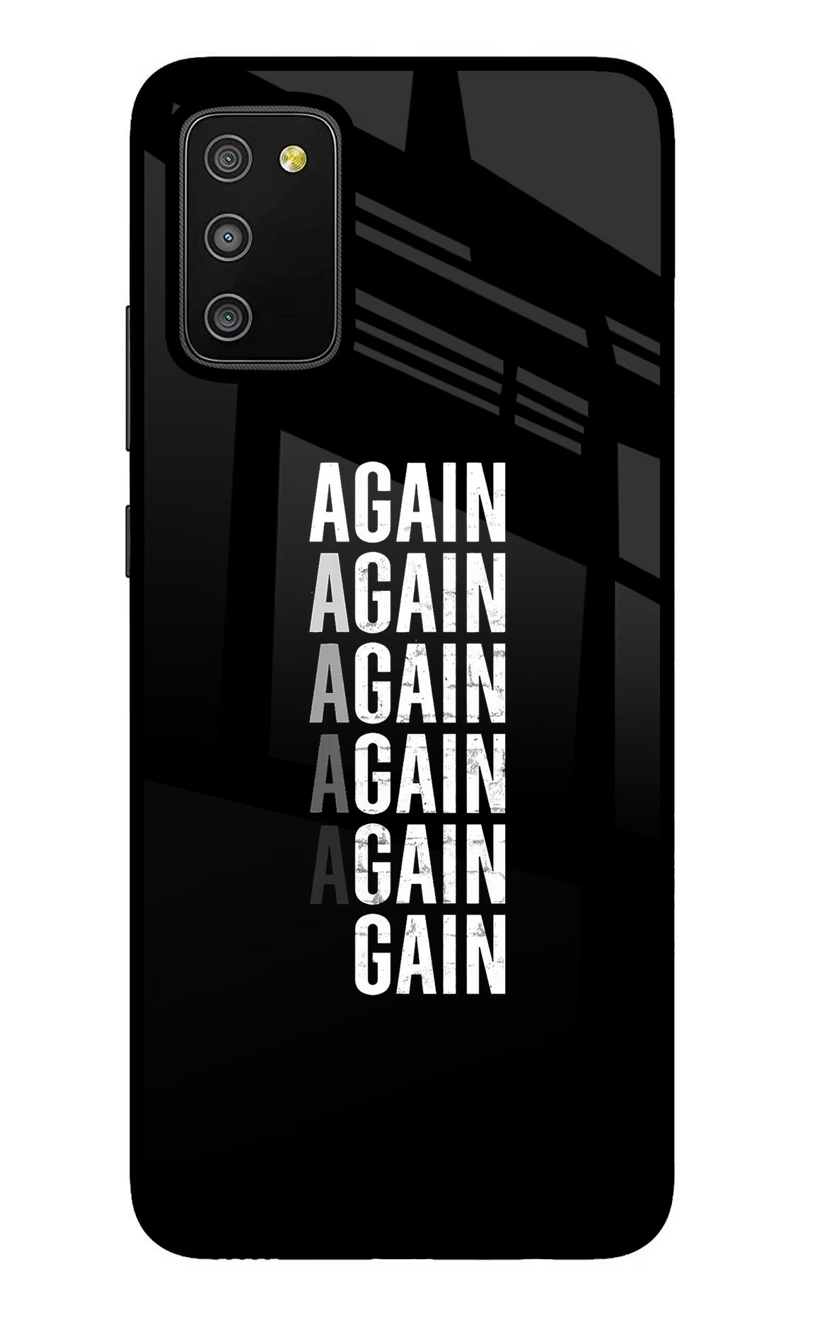 Again Again Gain Samsung M02s Glass Case Back Cover by Casekaro