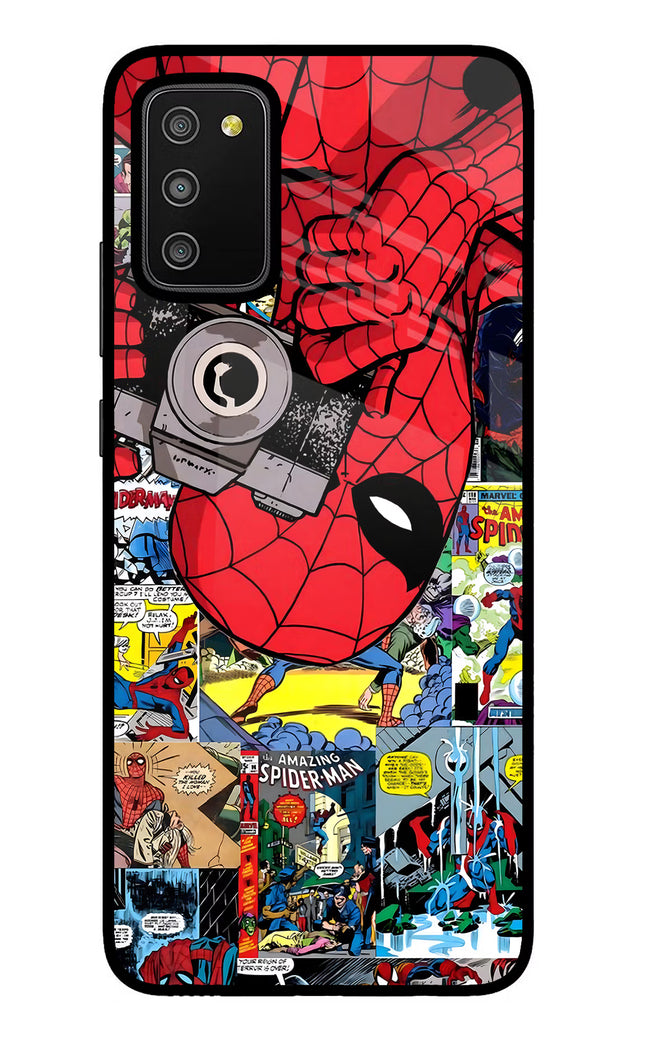 Spider Man Samsung M02s Glass Case Back Cover by Casekaro