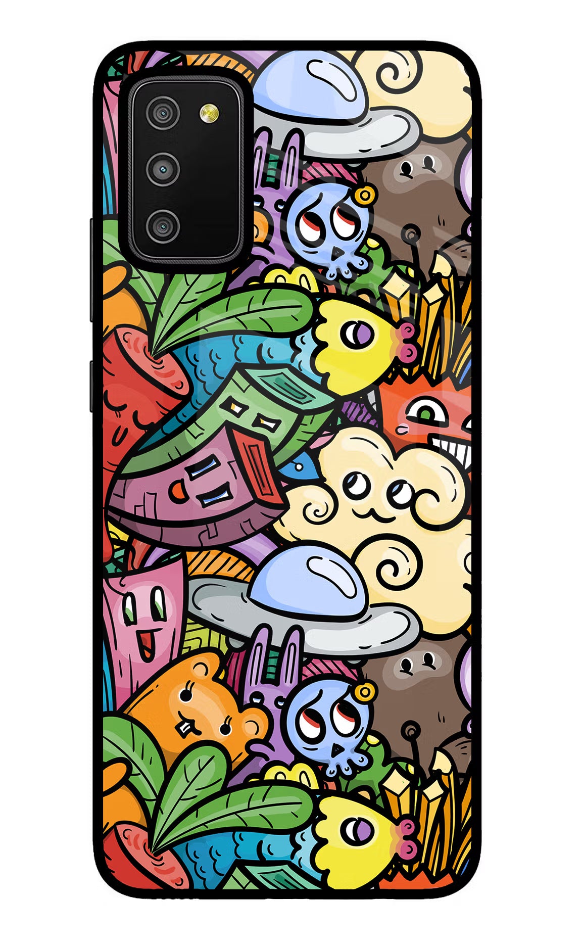 Veggie Doodle Samsung M02s Glass Case Back Cover by Casekaro
