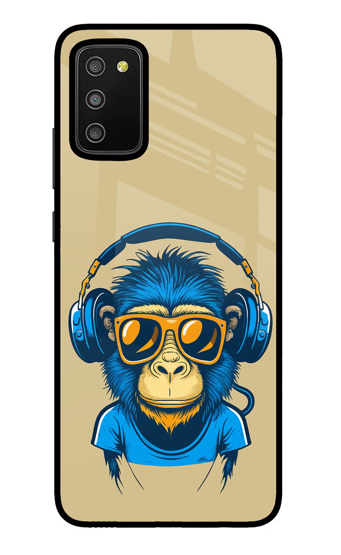 Monkey Headphone Samsung M02s Glass Case Back Cover by Casekaro