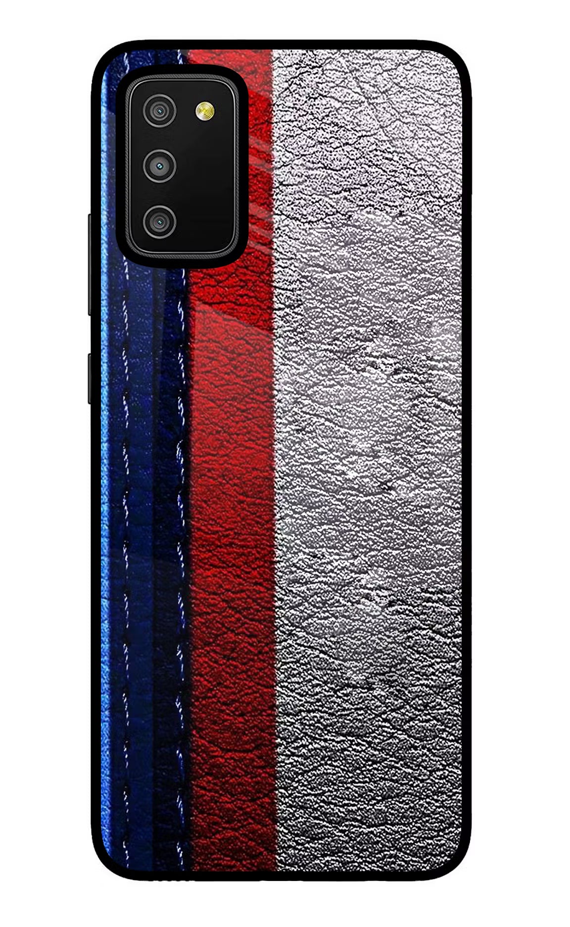BMW Stripes Samsung M02s Glass Case Back Cover by Casekaro