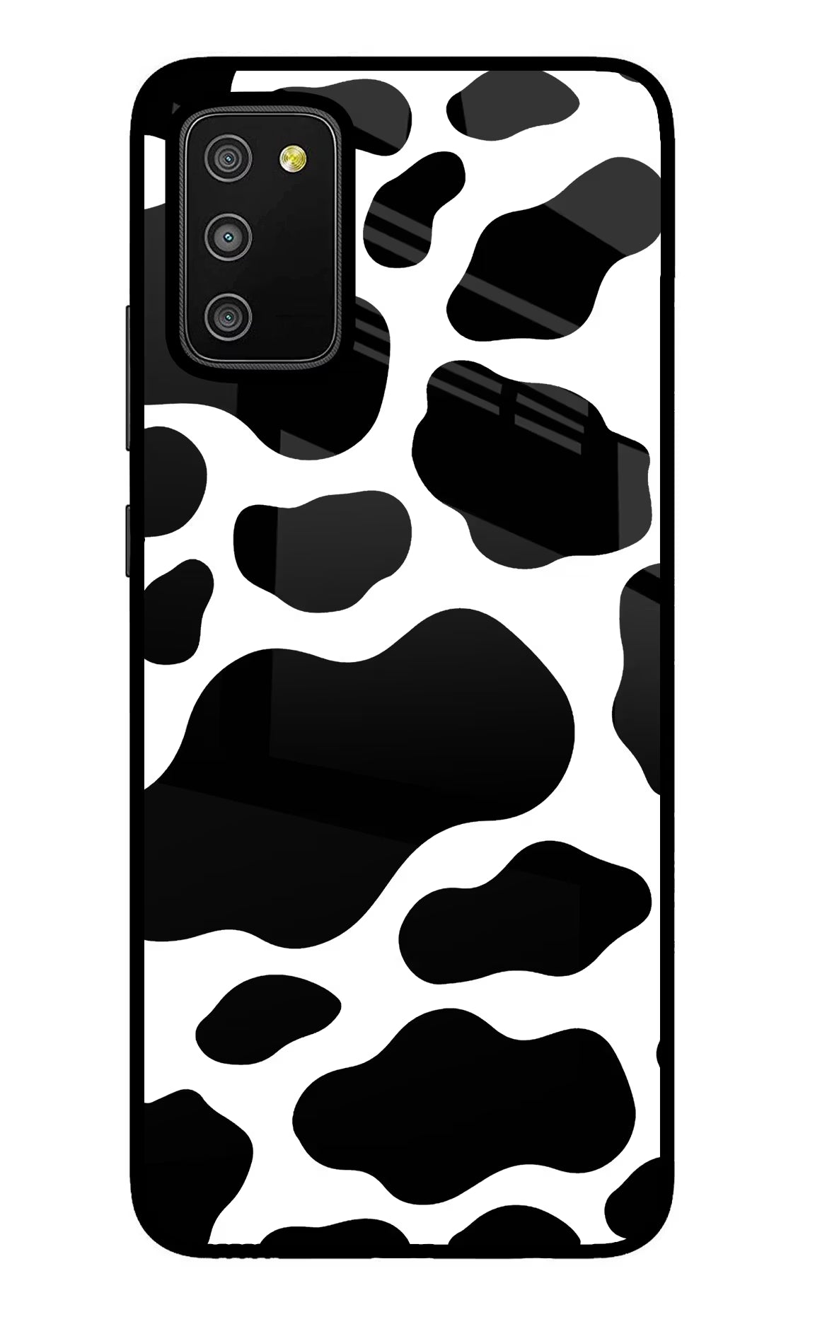 Cow Spots Samsung M02s Glass Case Back Cover by Casekaro