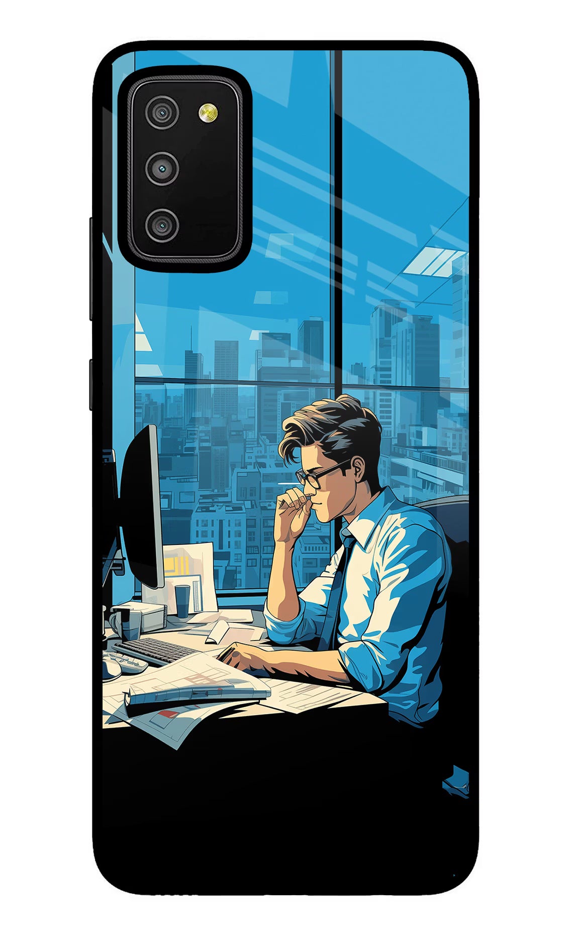 Focused Hustler (AI Generated) Samsung M02s Glass Case Back Cover by Casekaro