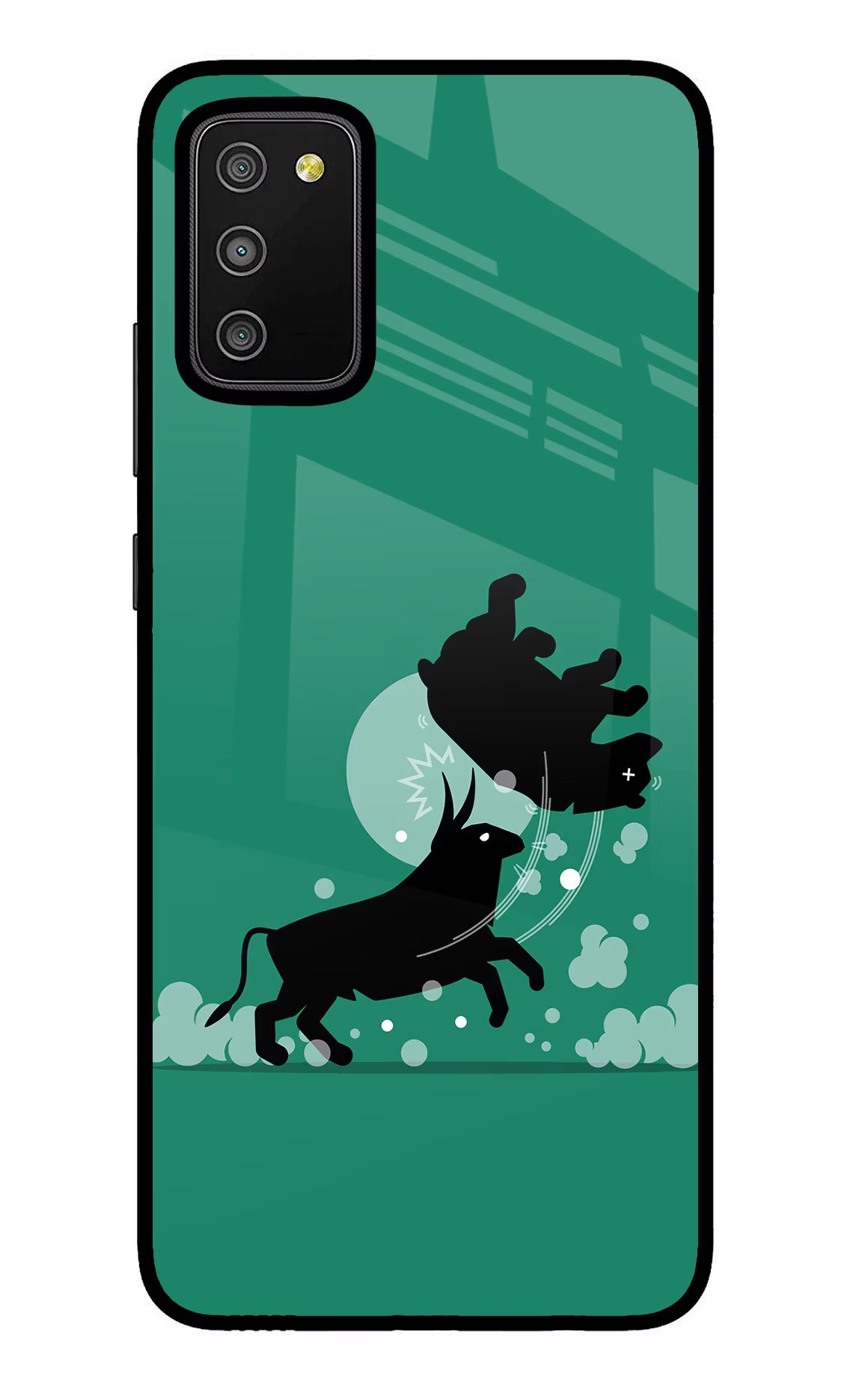 Bull Conqueror Samsung M02s Glass Case Back Cover by Casekaro
