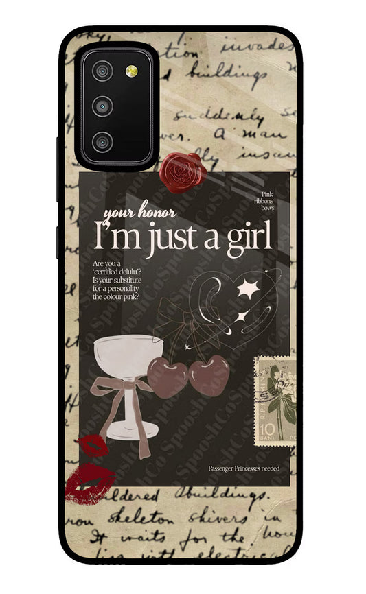 I am just a girl Samsung M02s Glass Case