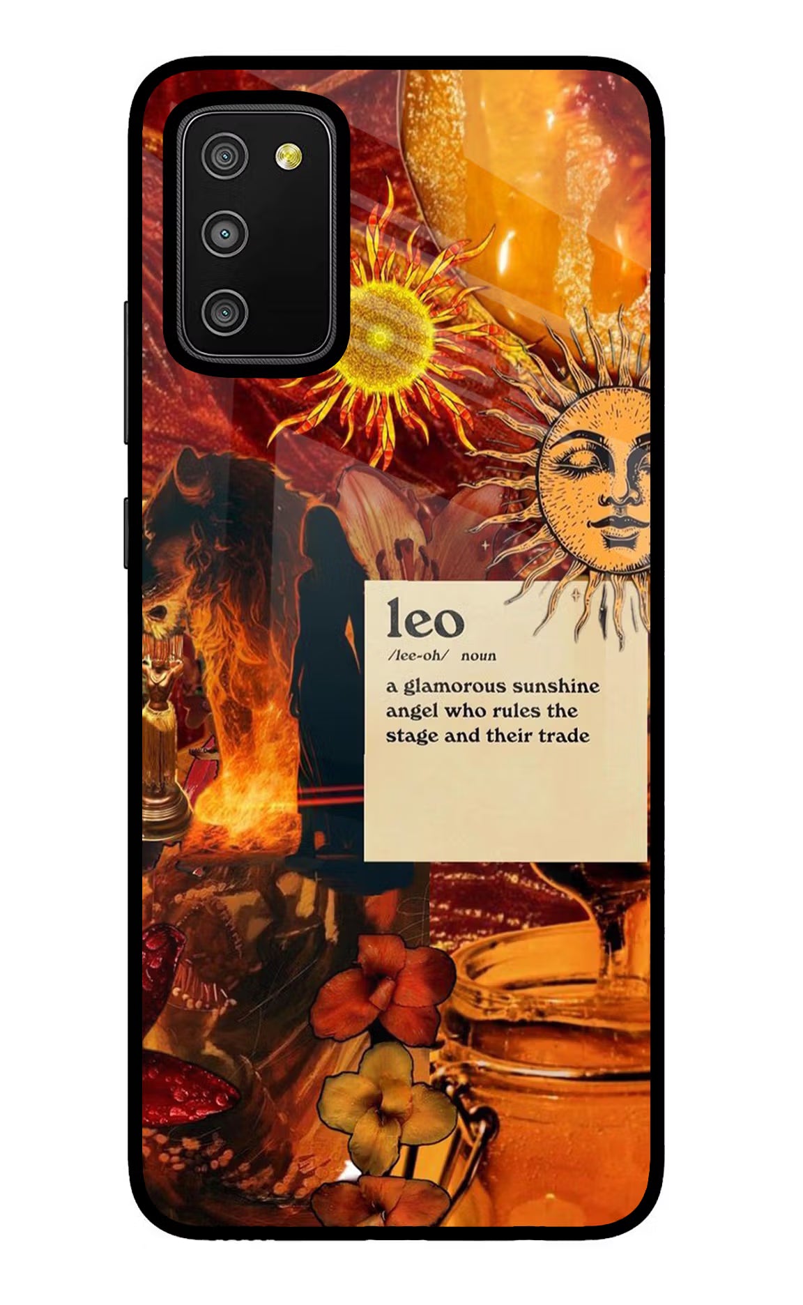 Leo Zodiac Samsung M02s Glass Case Back Cover by Casekaro