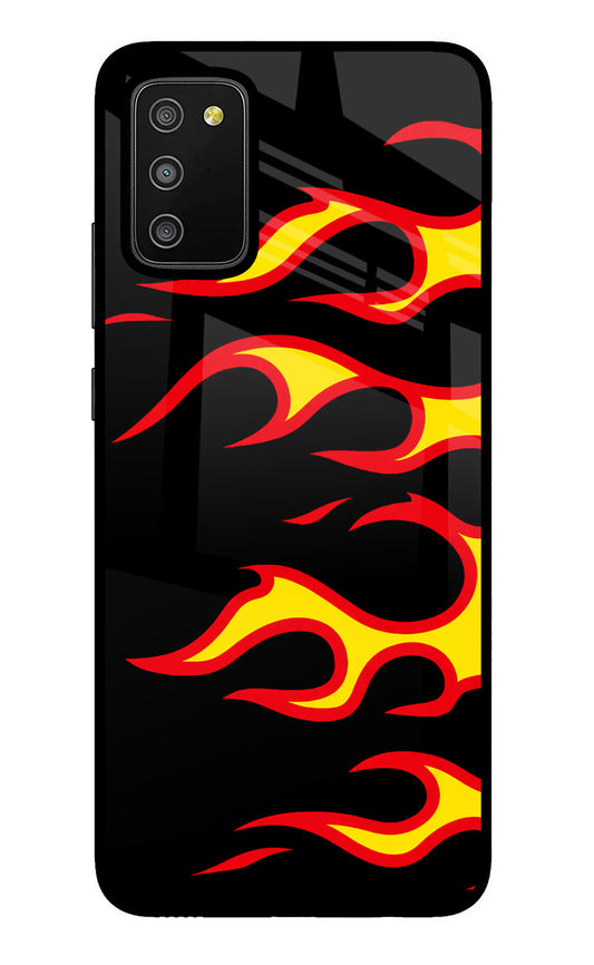 Side Sweep Flames Samsung M02s Glass Case