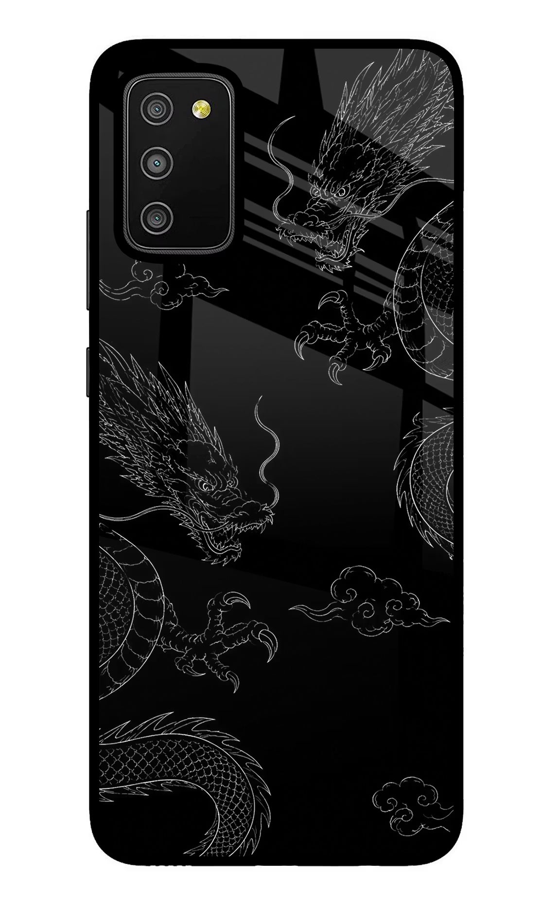 Twin Dragons Samsung M02s Glass Case Back Cover by Casekaro
