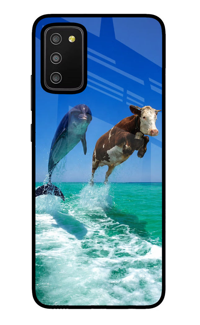 Dolphin vs Cow Samsung M02s Glass Case