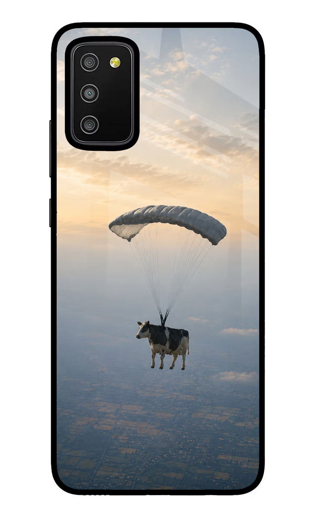 Skydiving Cow Samsung M02s Glass Case