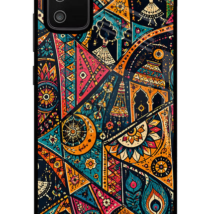 Folk Print Samsung M02s Glass Case