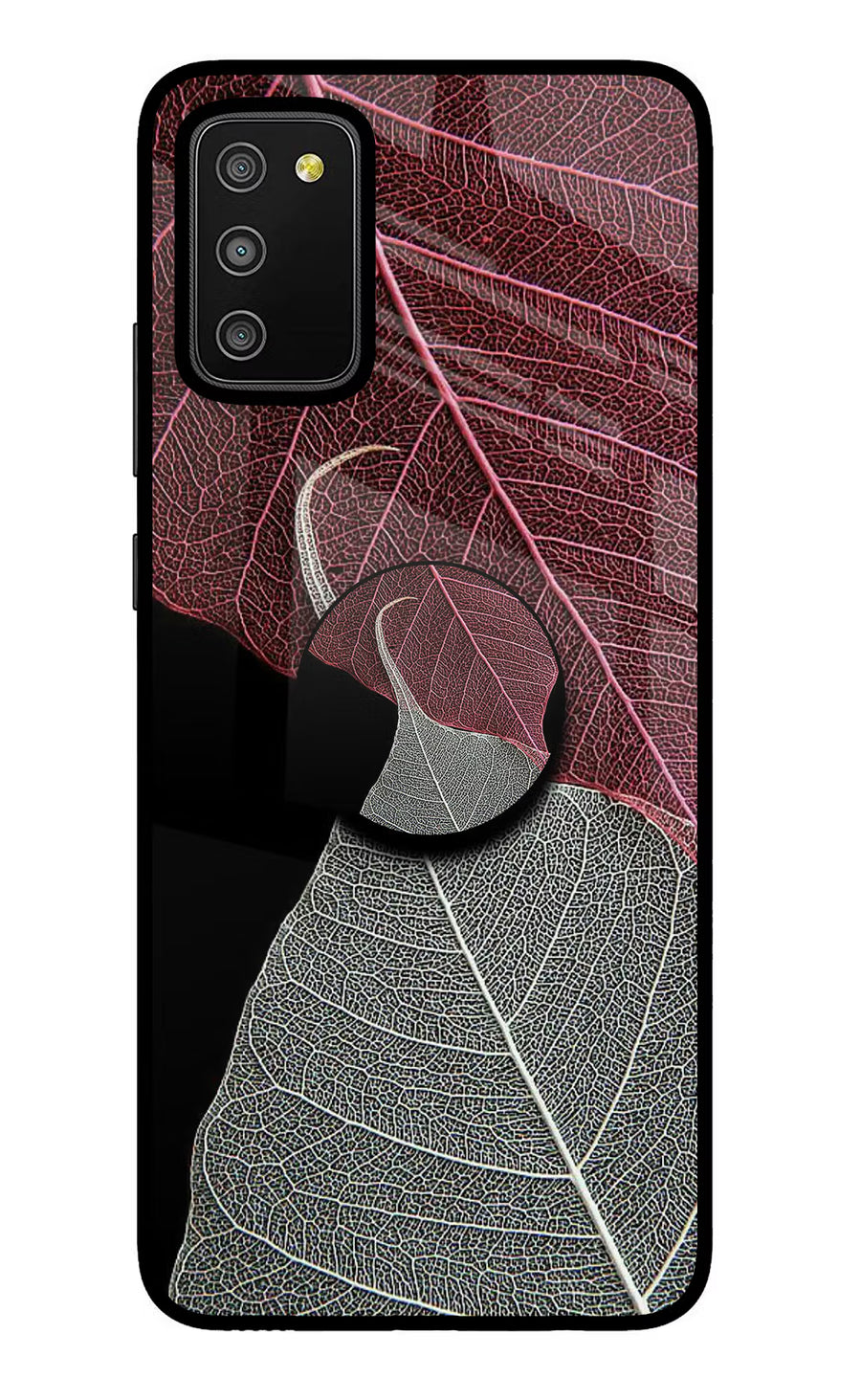 Leaf Pattern Samsung M02s Pop Case, Glass case
