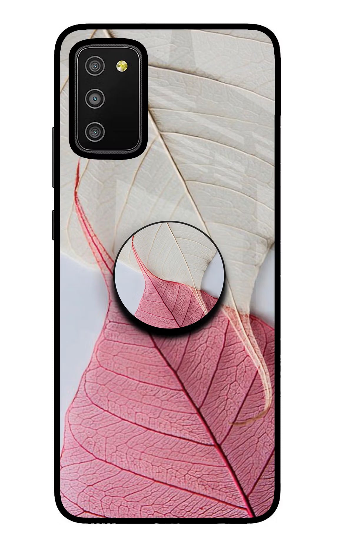 White Pink Leaf Samsung M02s Pop Case by Casekaro