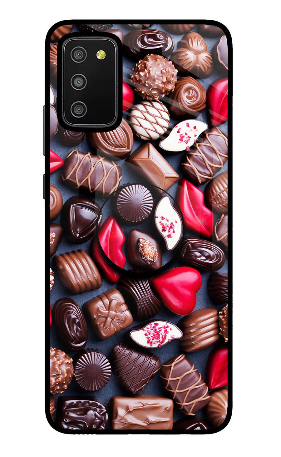 Chocolates Samsung M02s Pop Case, Glass case