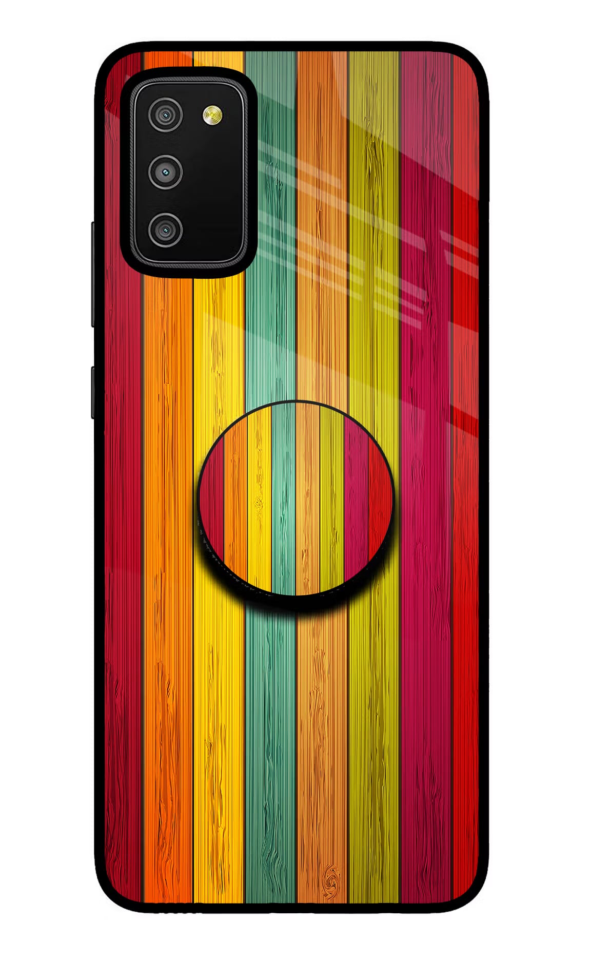 Multicolor Wooden Samsung M02s Pop Case by Casekaro