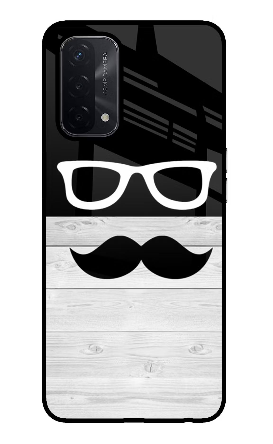 Mustache Oppo A74 5G Glass Case Back Cover by Casekaro