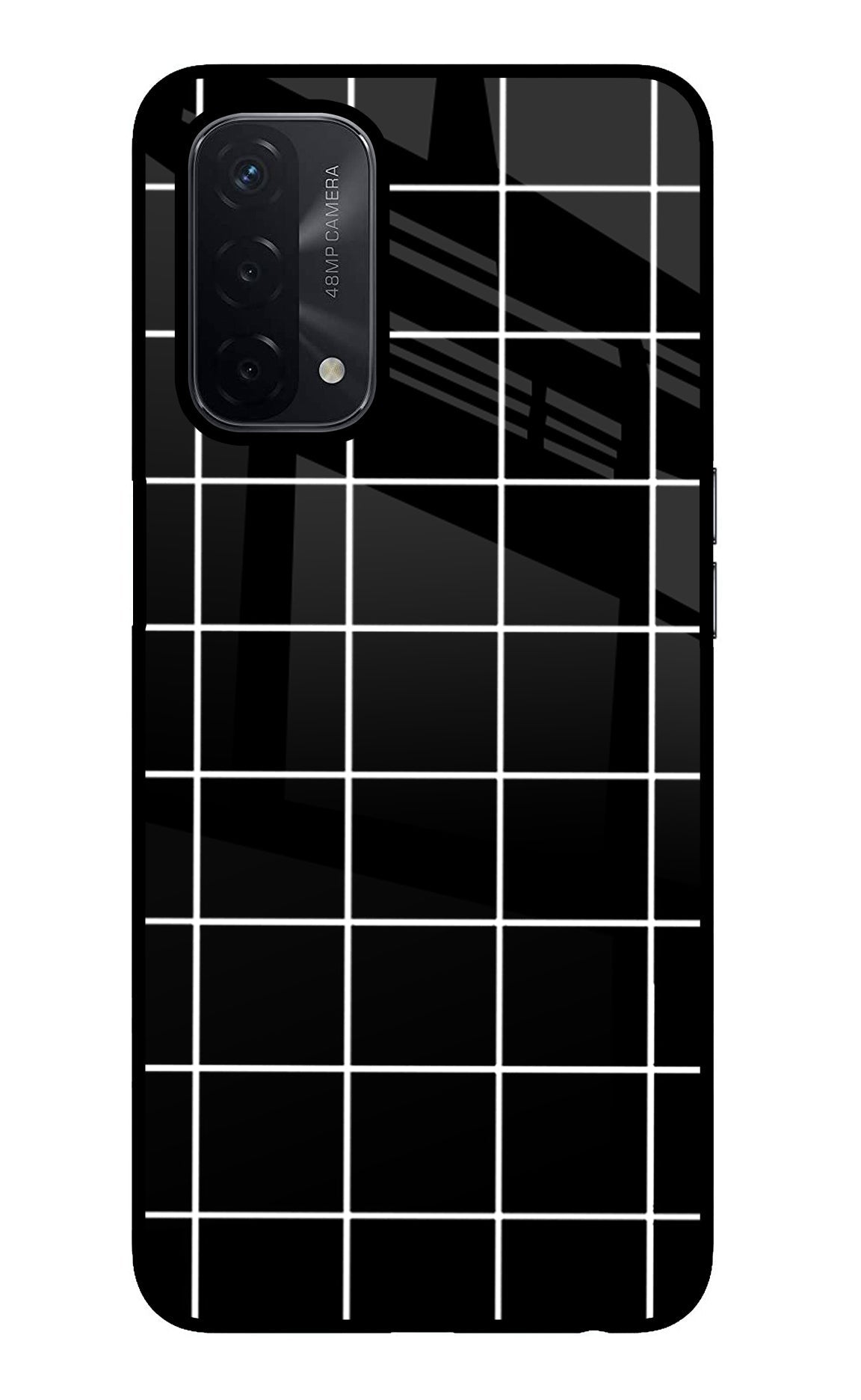 White Grid Oppo A74 5G Glass Case