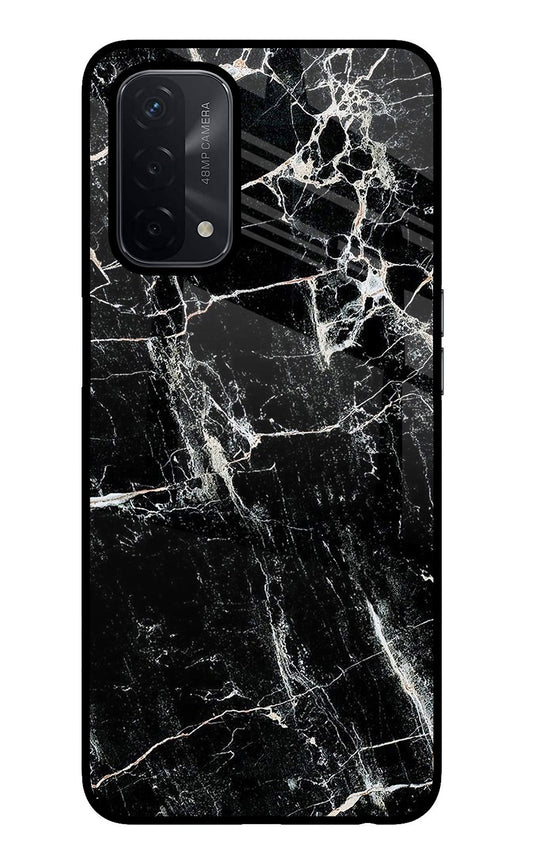 Black Marble Texture Oppo A74 5G Glass Case