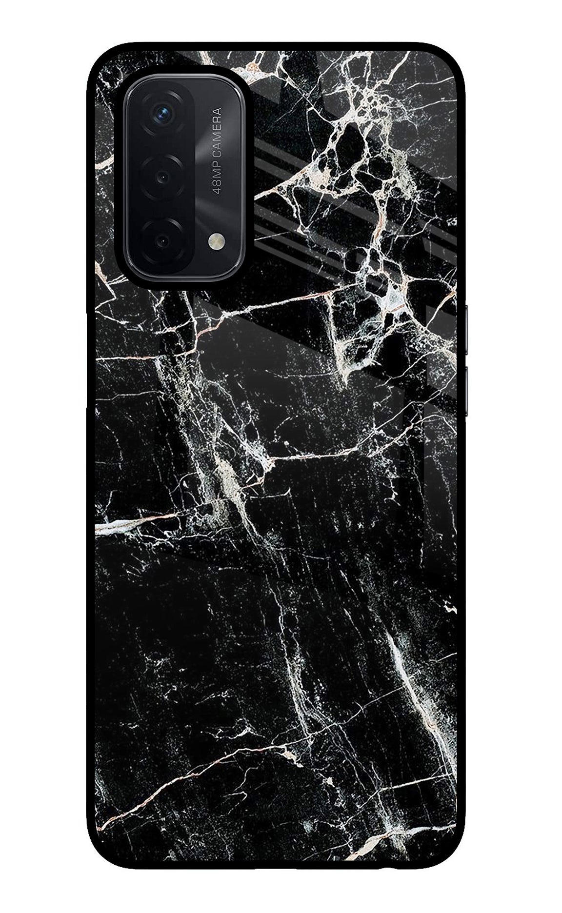 Black Marble Texture Oppo A74 5G Back Cover