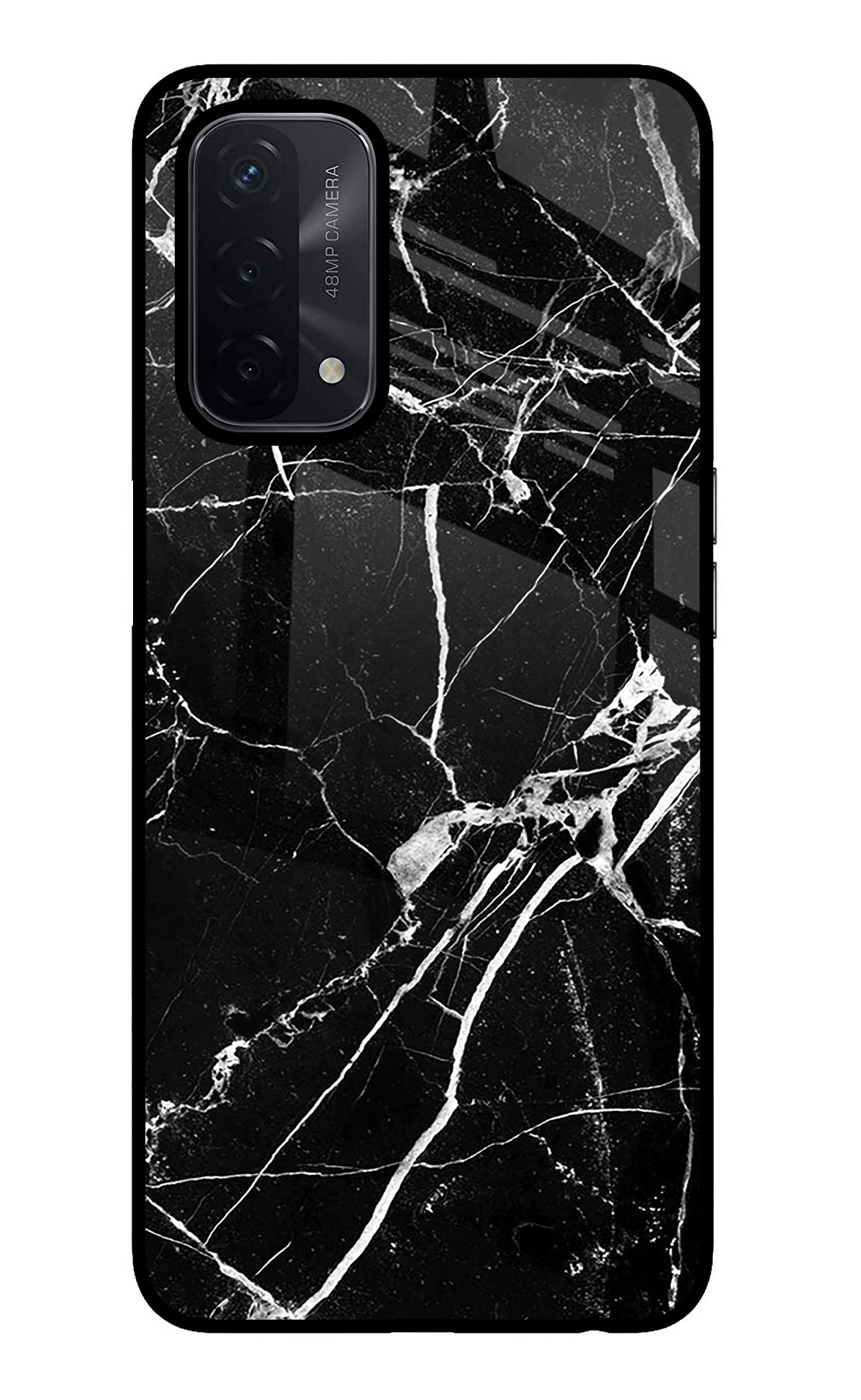 Black Marble Pattern Oppo A74 5G Glass Case