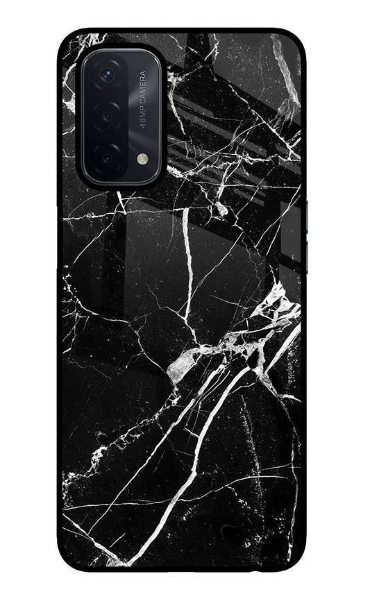 Black Marble Pattern Oppo A74 5G Glass Case