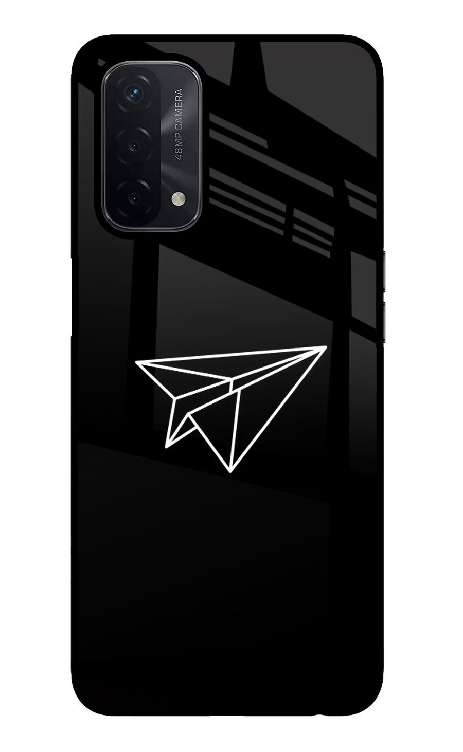 Paper Plane White Oppo A74 5G Back Cover, Glass case