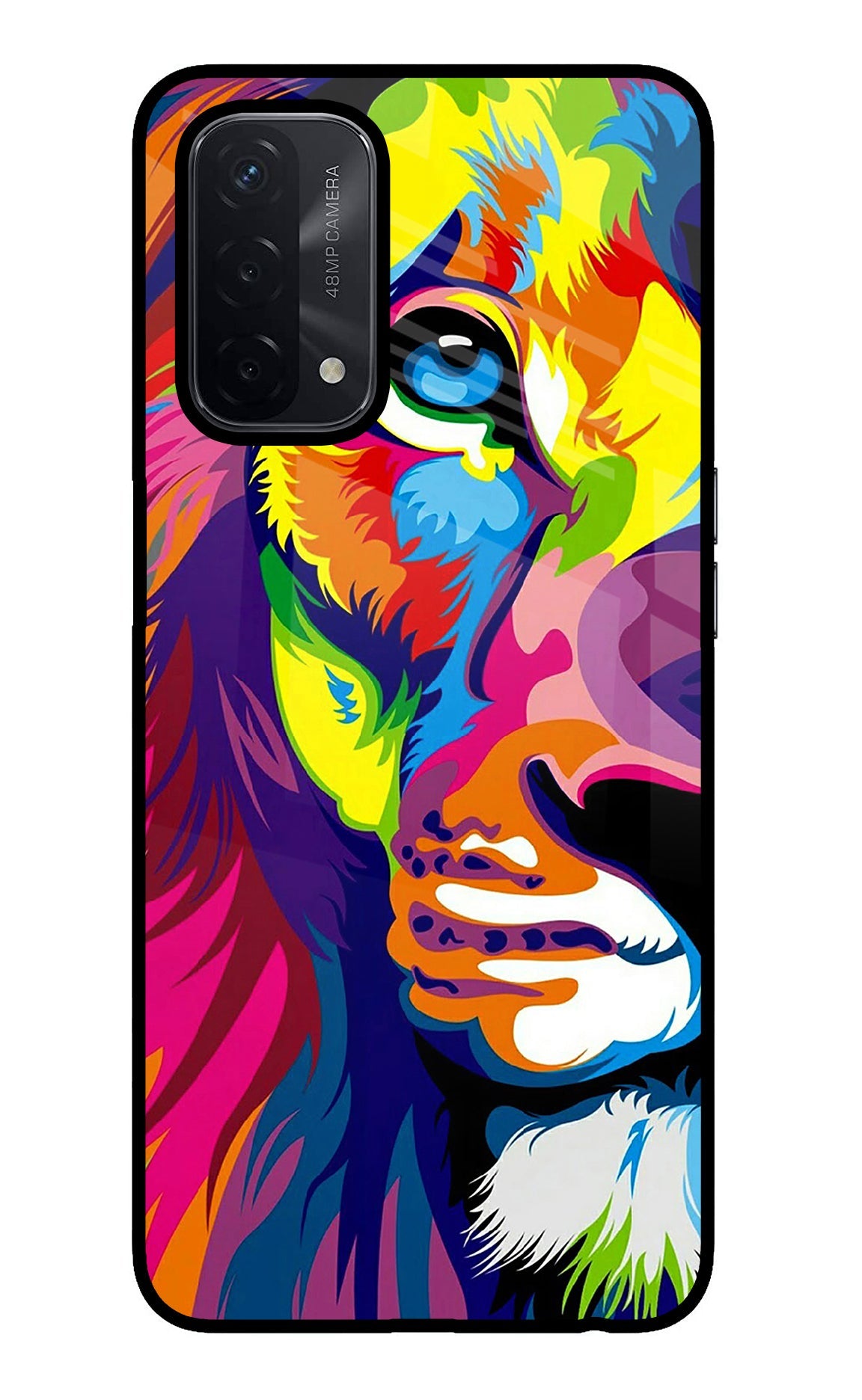 Lion Half Face Oppo A74 5G Back Cover